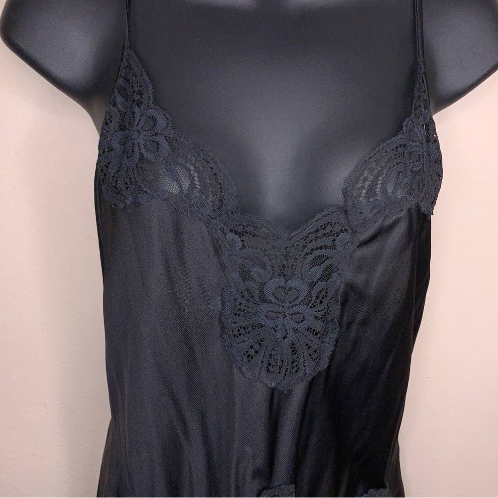 Vintage Val Mode Medium Black Lace Nightgown Retro Pinup Goth Glam View 5